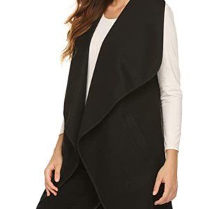 Womens Long Sweater Vests Lapel Open Front Sleevel